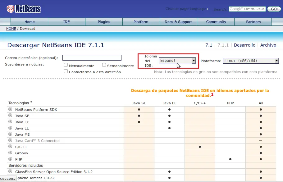 instalacion de netbeans 7.1.1 en linux