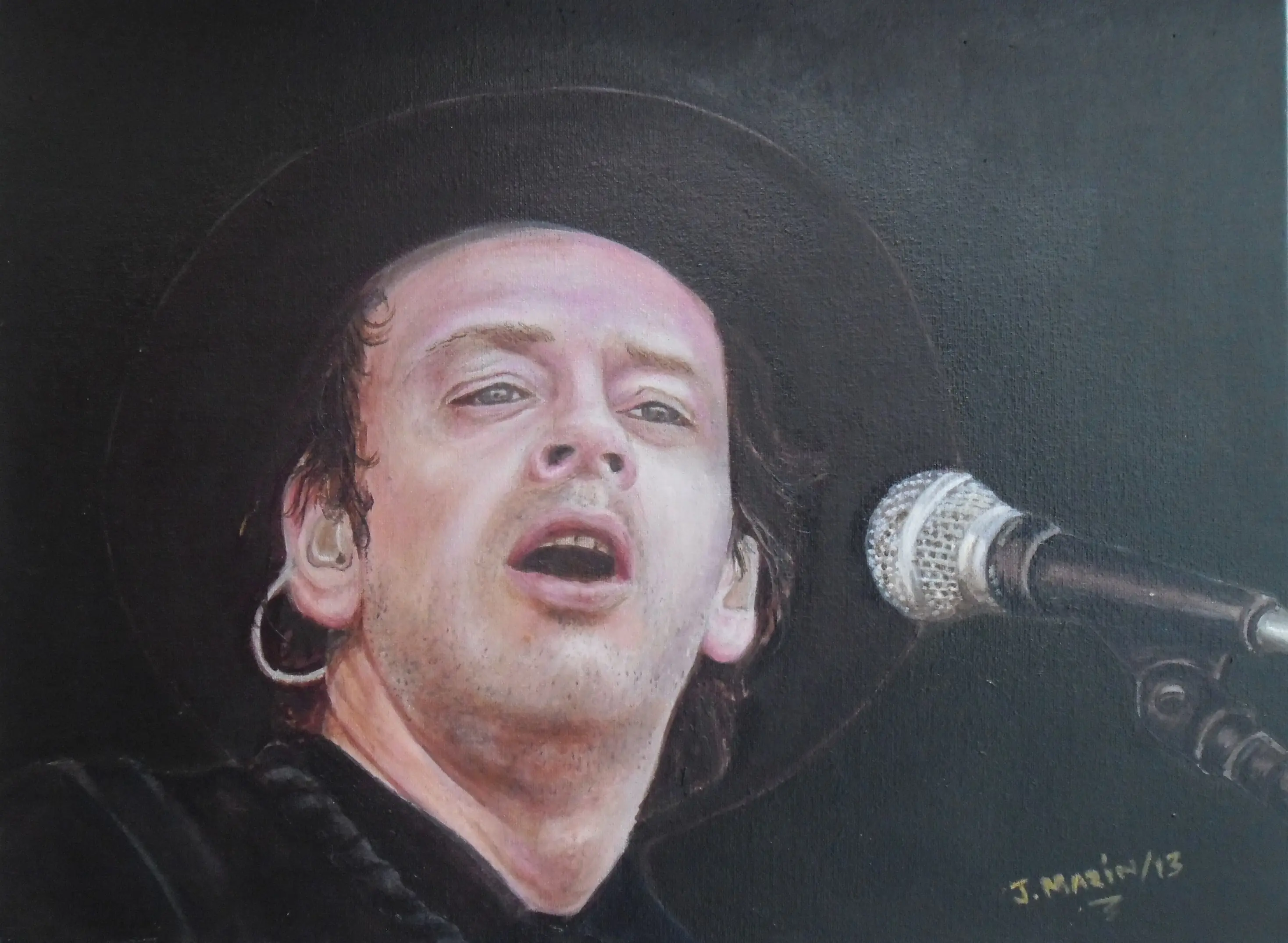 Gustavo Cerati Retrato Realista Con Oleos