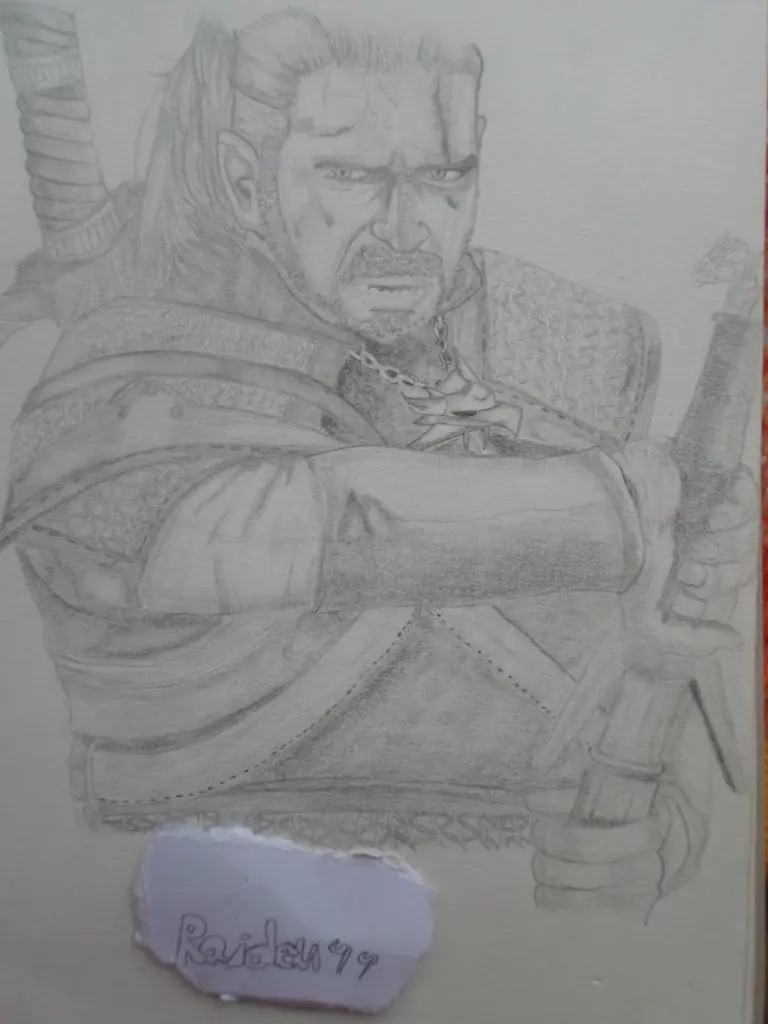 Mi dibujo de Geralt de Rivia (The witcher) a Lapiz