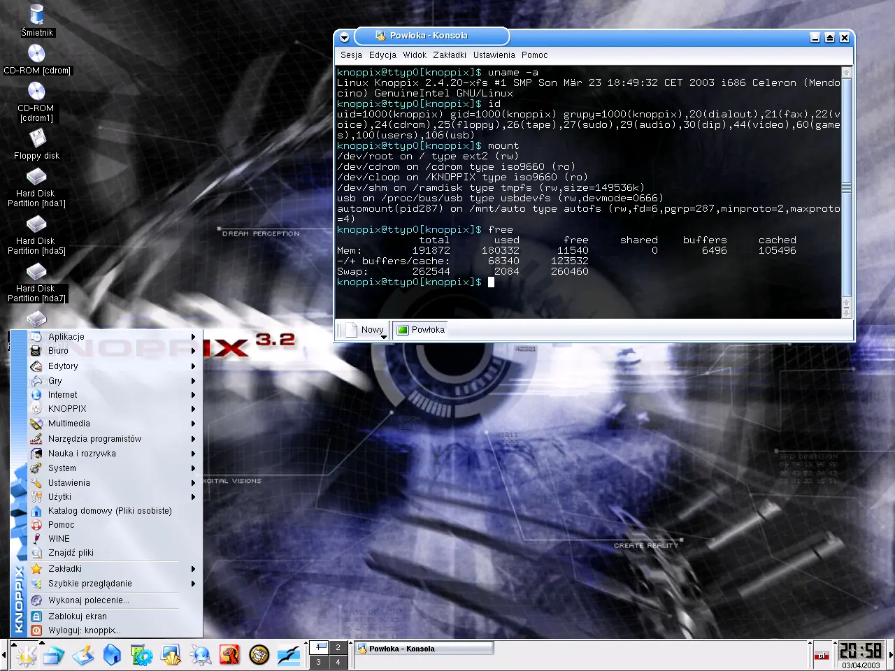 Mi historia con Linux.. Live CD.. KDE 3,5 y la Asus 1005 ha