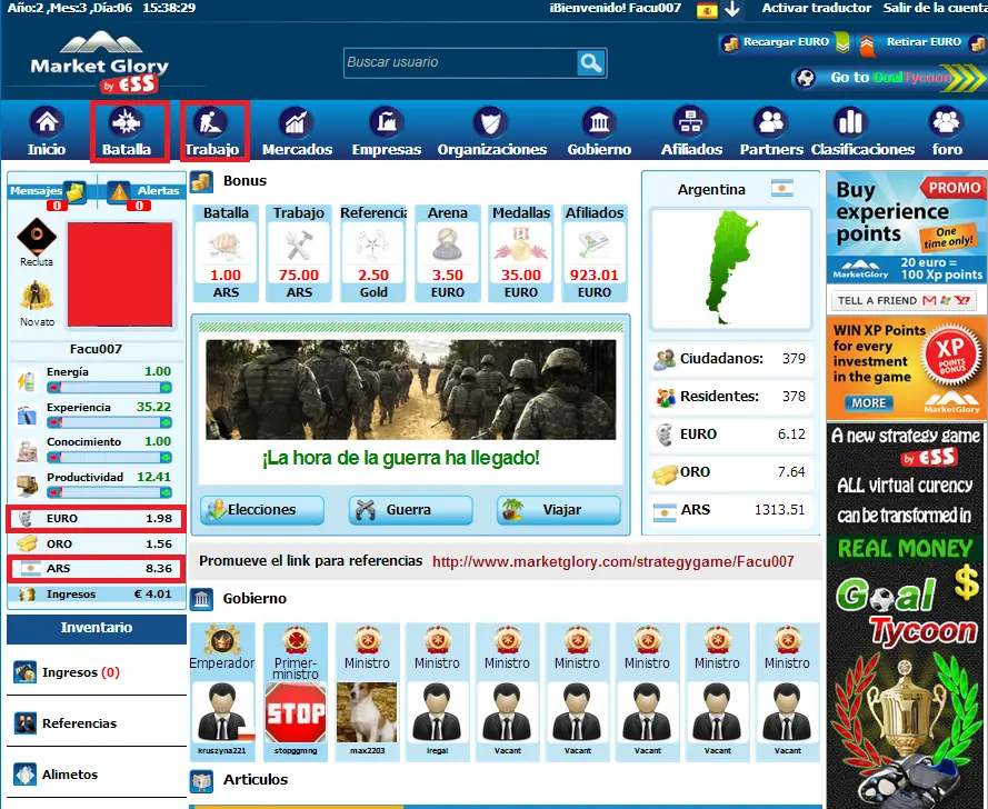 Market glory el juego de dinero real