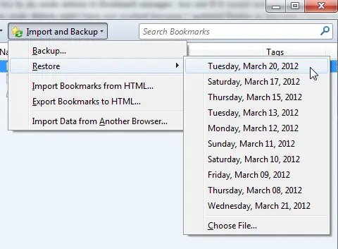 restaurar Marcadores borrados  en Firefox y chrome