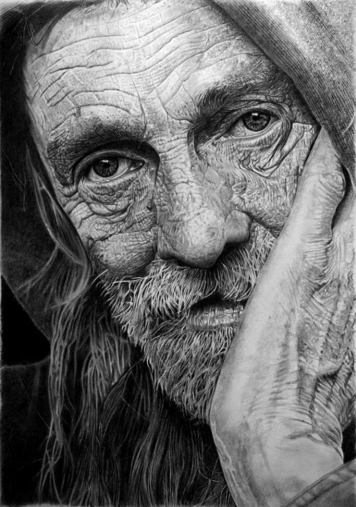 Dibujos hiperrealistas en lapiz y grafito.
