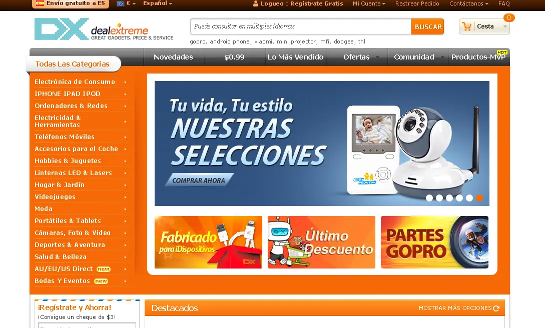 web para comprar articulos como moviles,portatiles y mas