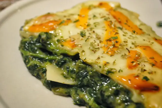 Lasaña de espinacas al pesto light