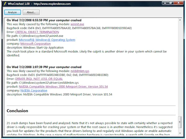 Cómo leer los pantallazos azules de windows