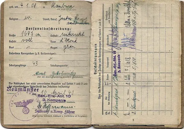 SOLDBÜCH Documento Identificativo del Soldado de la Wehrmac