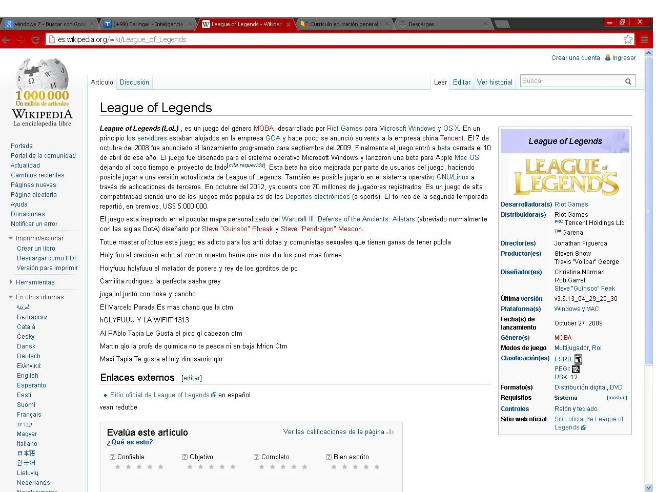 Trolleada de LOL en Wikipedia