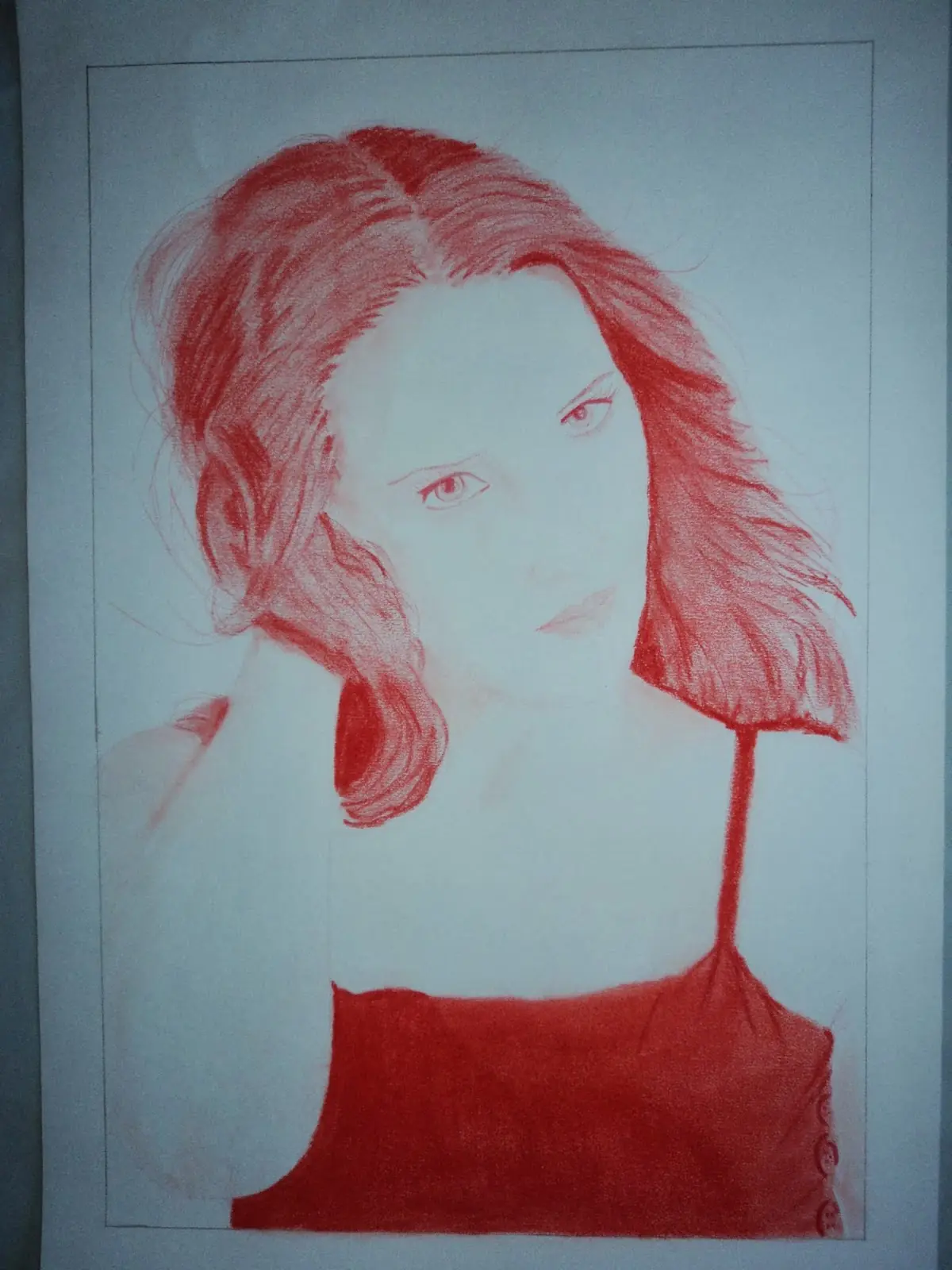 Retrato de Simone Simons en tecnica sangina