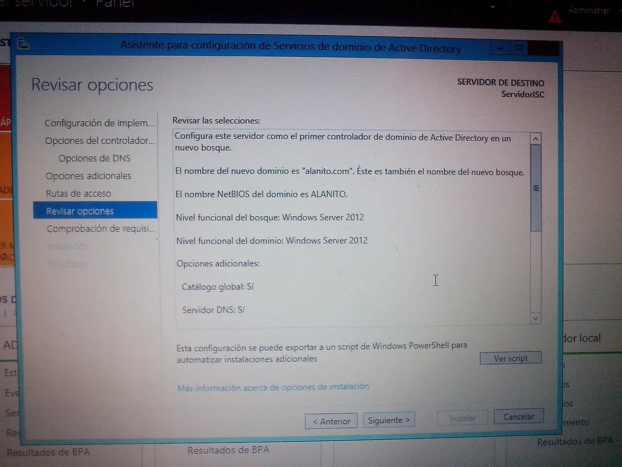 Instalacion de Active Directory en Windows Server 2012