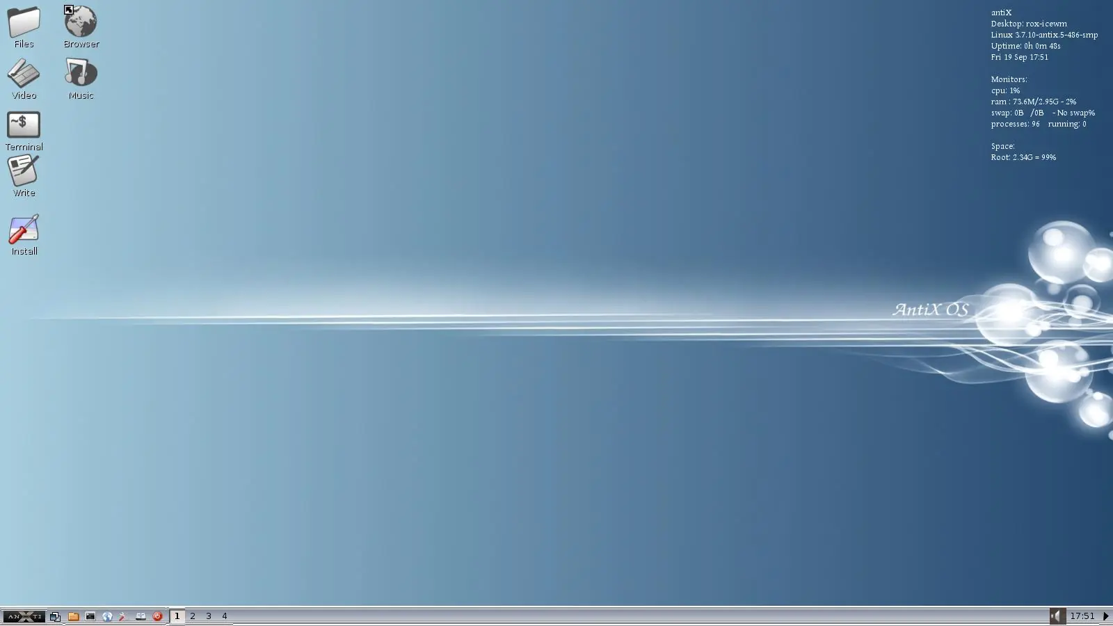 Probando antiX distro ligera basada en debian