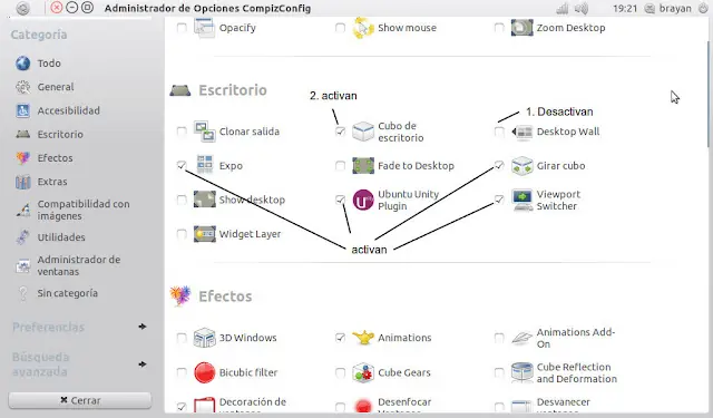 Cubo de escritorio y configurando compiz en ubuntu 11.04