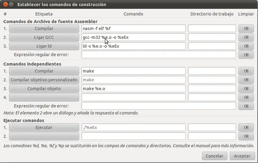 Ensablador en Geany (Linux)