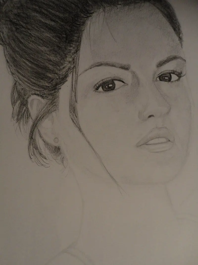Dibuje a Maite perroni a lapiz de grafito y te lo muestro