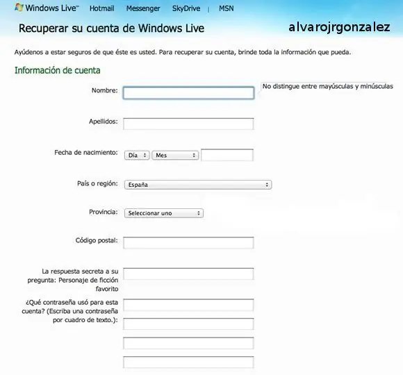 ¿Cómo Recuperar una Cuenta de Messenger/Hotmail?