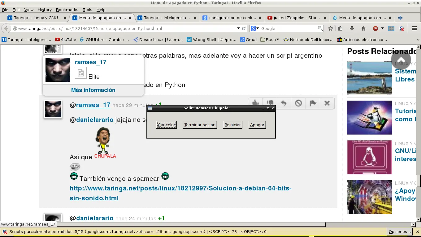 Menu de apagado en Python