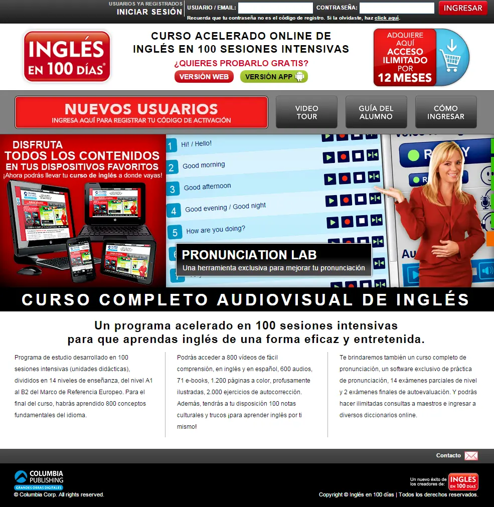 Inglés en 100 Días: Acceso de prueba