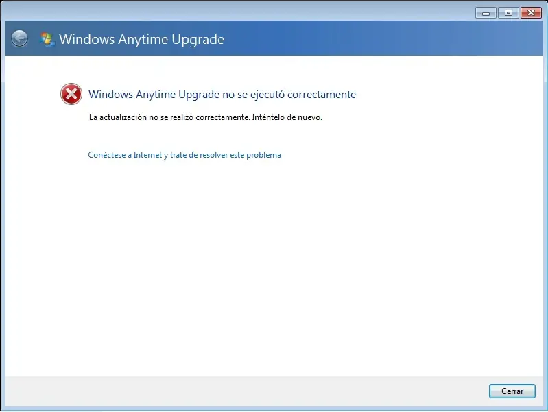 ¡Windows Anytime Upgrade no funciona en mi computadora!