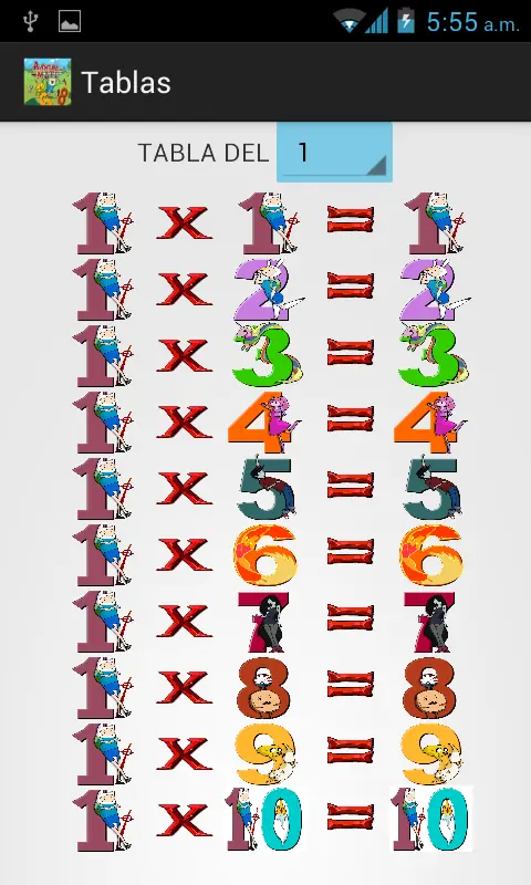 Tablas de Multiplicar