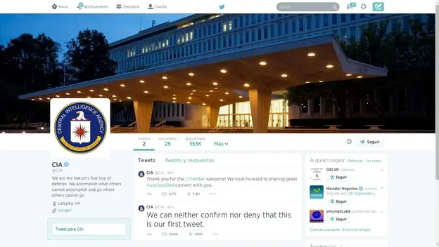 La CIA abre cuentas de Twitter y Facebook