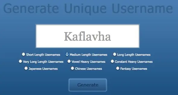 Generador de nombres de usuario.