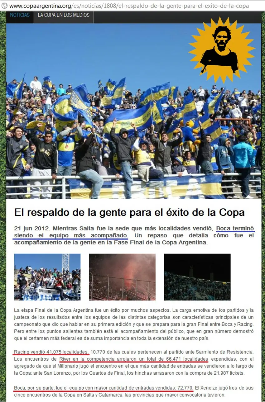 Boca mayor vendedor de entradas en Copa Argentina 2012