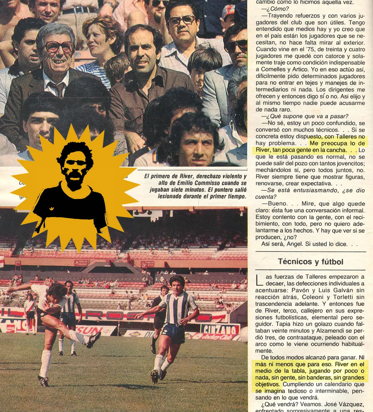 Labruna preocupado por la poca gente que sigue a River 1982