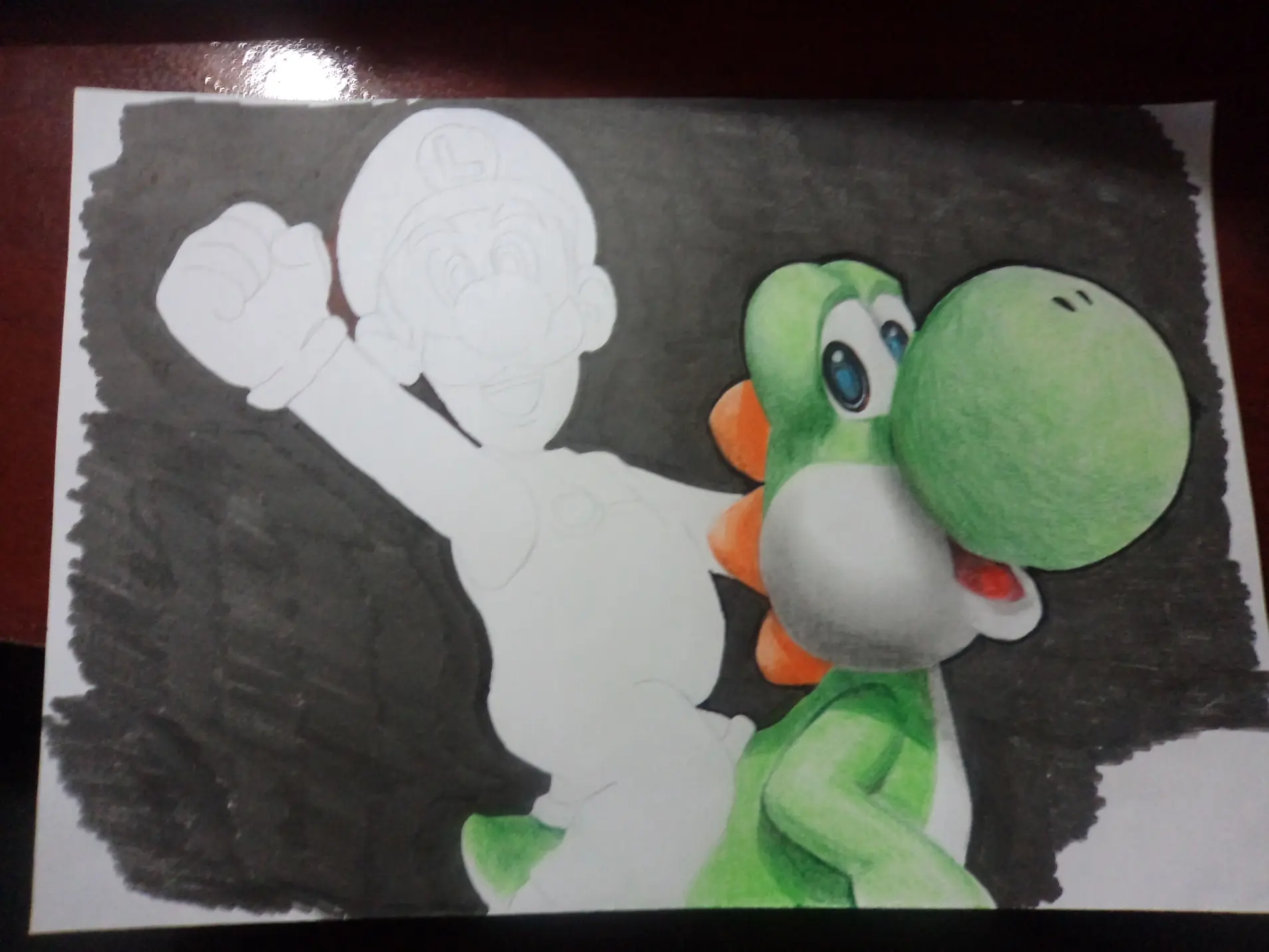 Mi dibujo de Luigi y Yoshi.