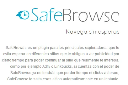 SafeBrowse navega sin esperar en adf.ly, linkbucks