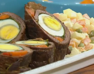 Rolls de milanesas con ensalada rusa