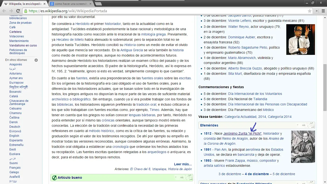 El cumple del Pichi aparece en la portada de Wikipedia