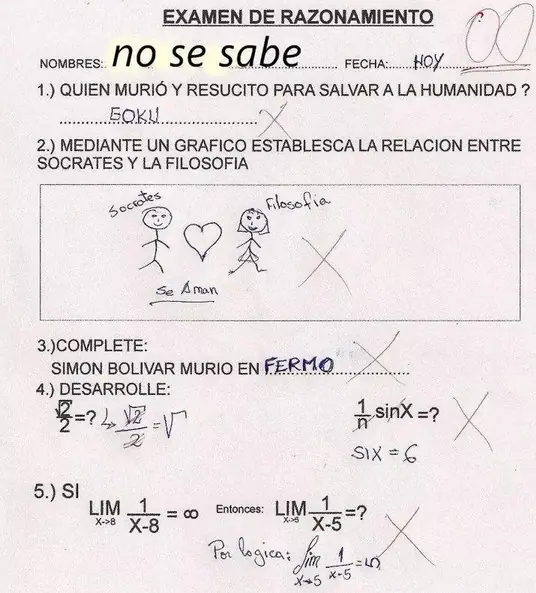 Las respuestas más absurdas dentro de un examen.