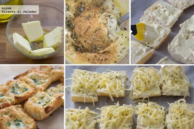 Pan de ajo y queso gratinado.