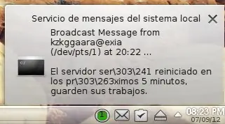 Enviar mensajes entre las terminales, y/o usuarios conectado