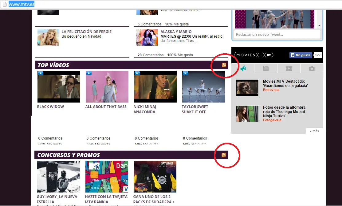 Como usar los RSS (Ejemplo usando RSS de MTV)