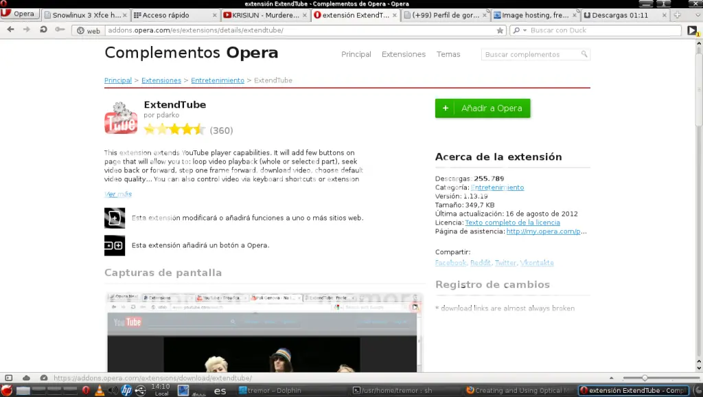 Descargar videos de youtube desde Opera