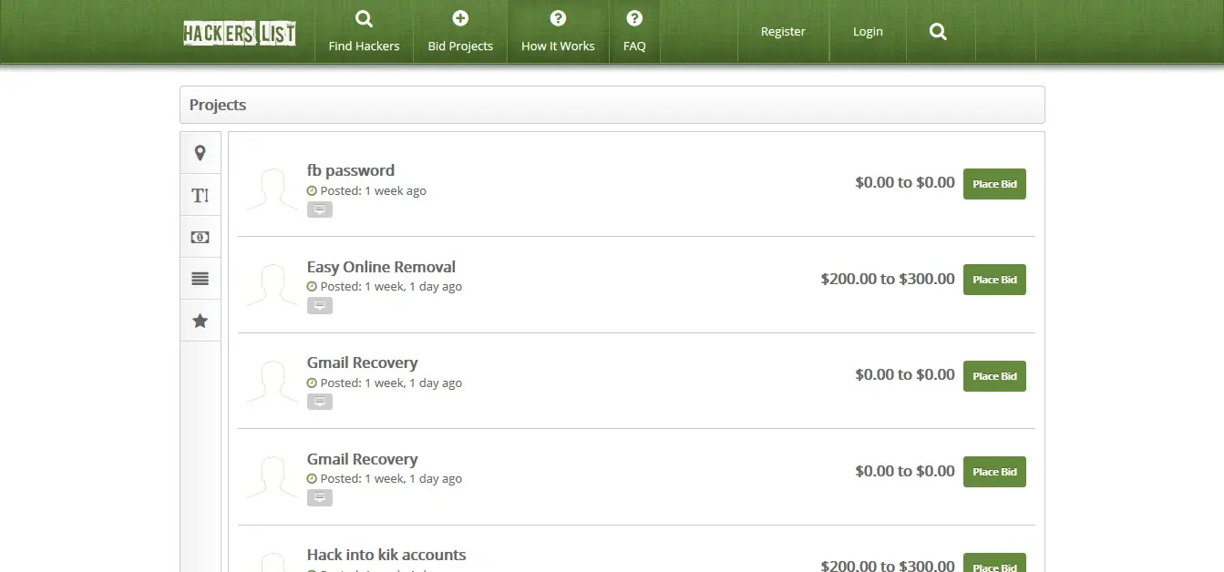 Hacker’s List: Un portal para contratar hackers