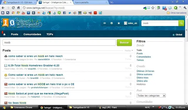 Extenciones Taringa! para chrome