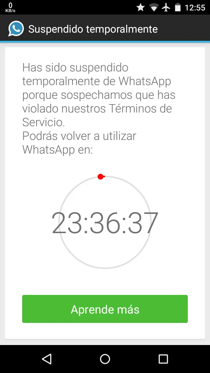 WhatsApp me suspendio mi cuenta