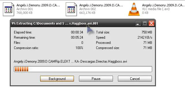 Descomprimir archivos con terminacion 001,002,003, con 7zip
