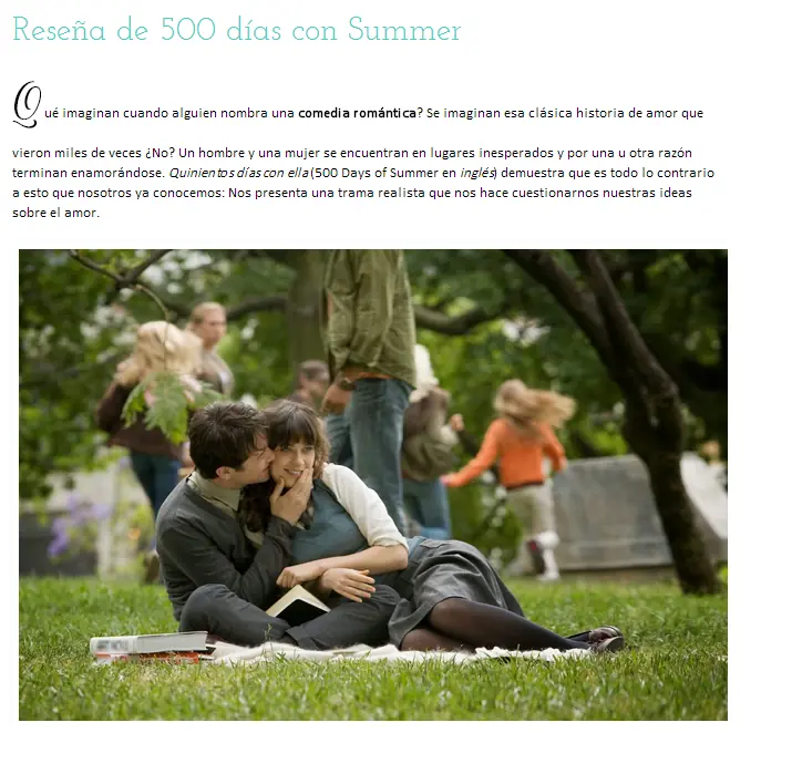 Reseña de 500 días con Summer/Ella