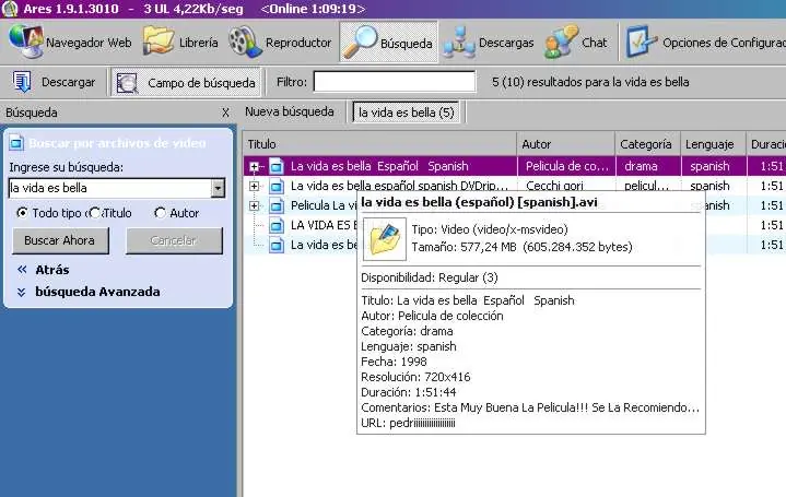 Configuracion de ares - Descarga de mp3