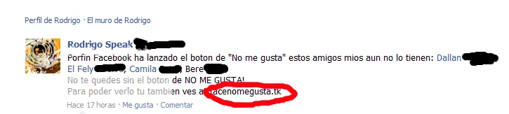 Hubo un Virus en Facebook [Boton No me Gusta]