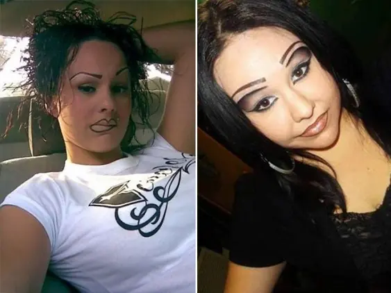 La moda de tener cejas y labios tatuados,Reite un rato!