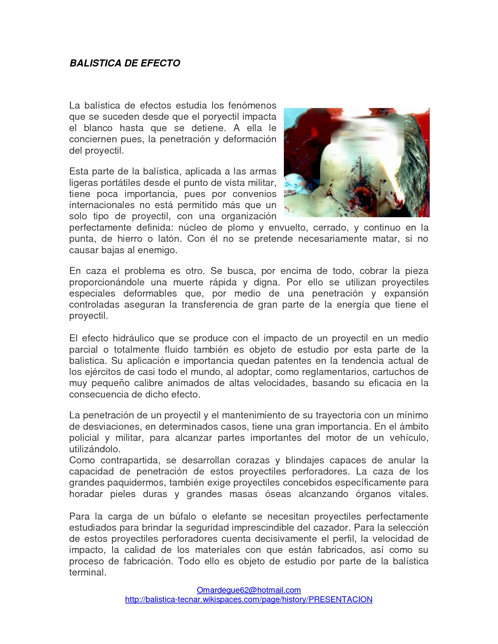 Teoría del disparo y Balística