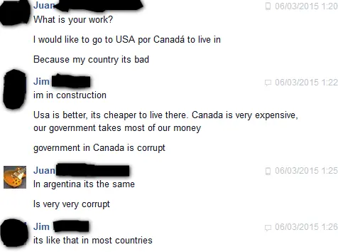 Conversacion con un Canadiense por face, propia