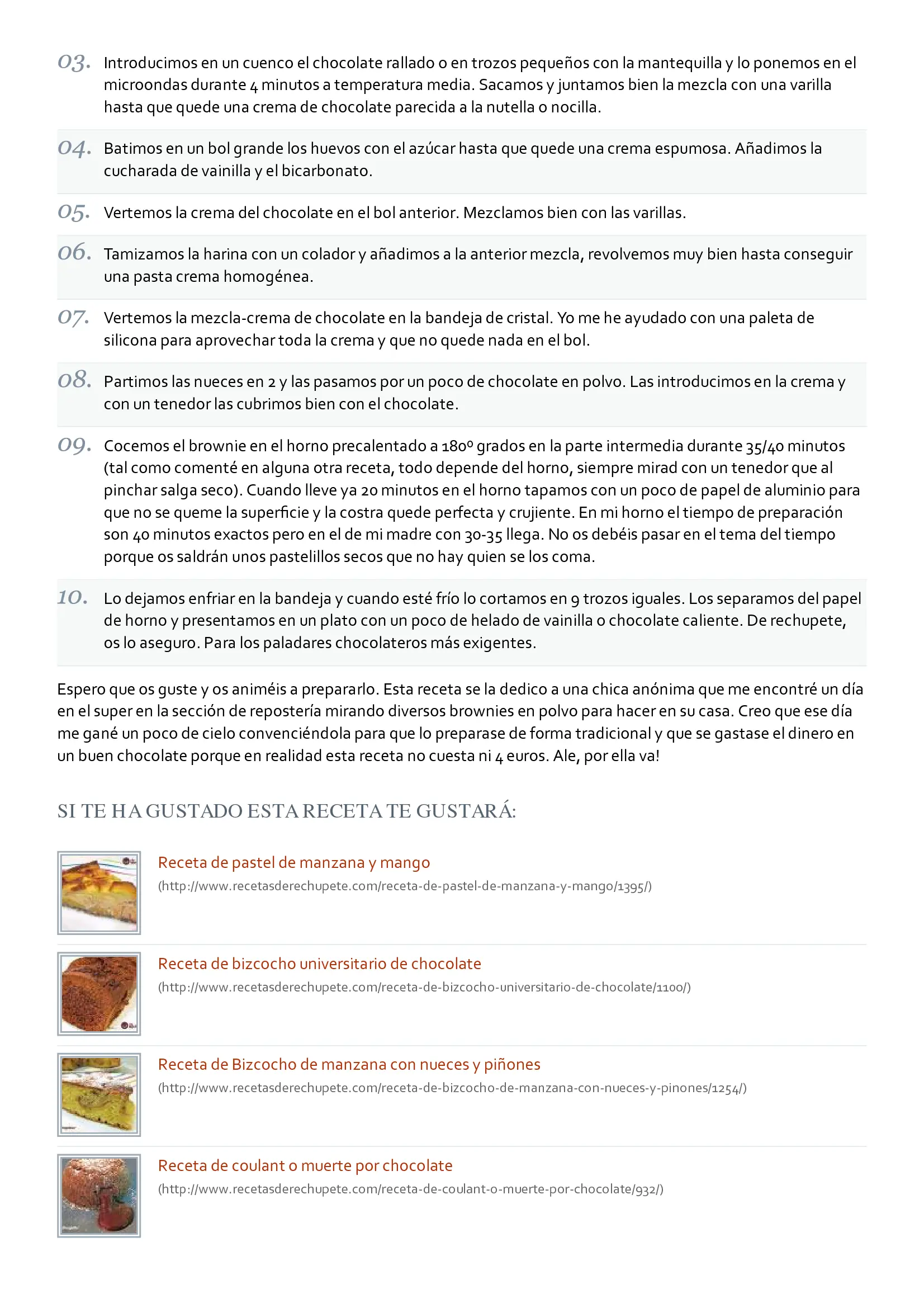 Recetario de postres con Chocolate