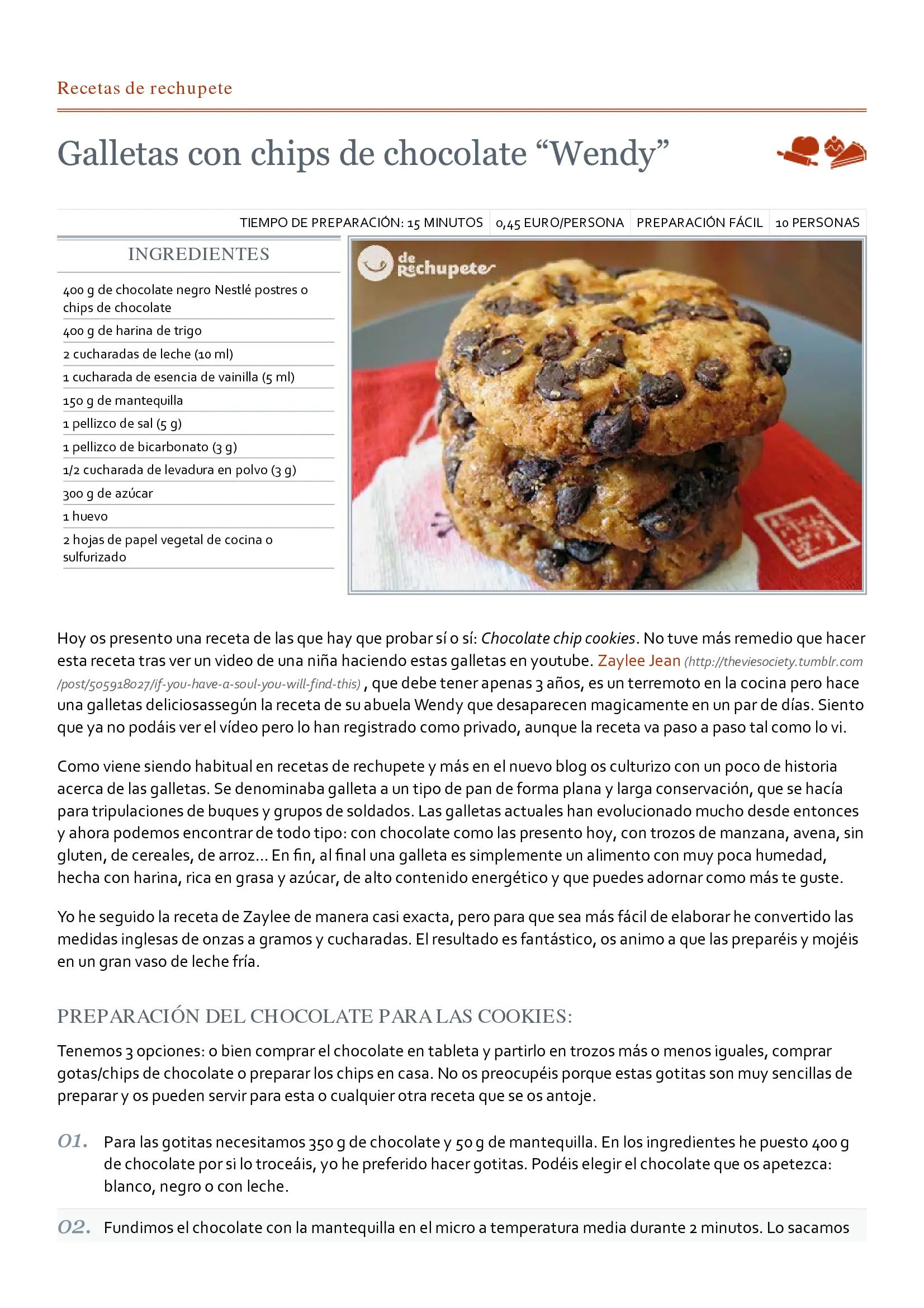 Recetario de postres con Chocolate