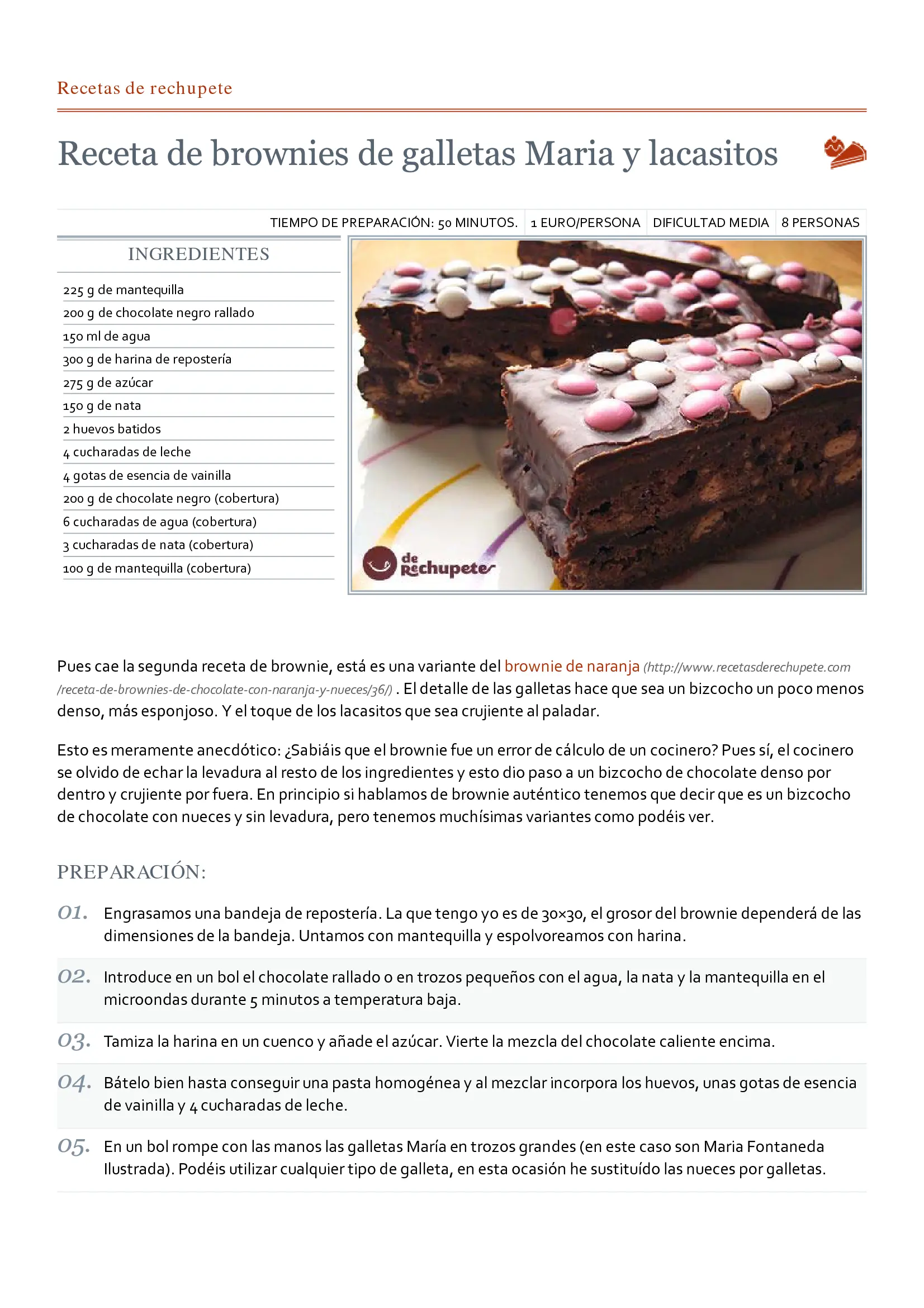 Recetario de postres con Chocolate