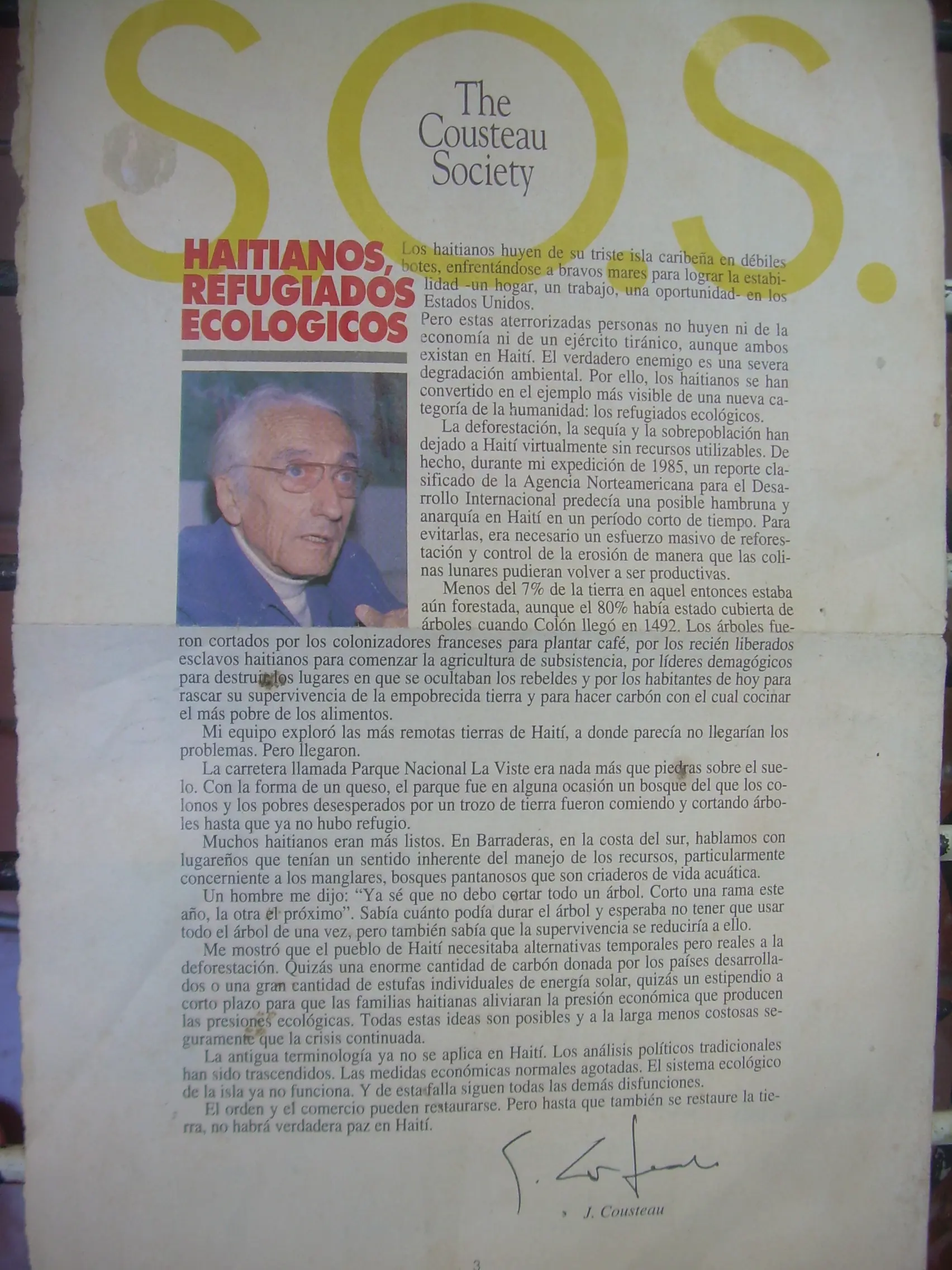Haitianos refugiados ecologicos x cousteau